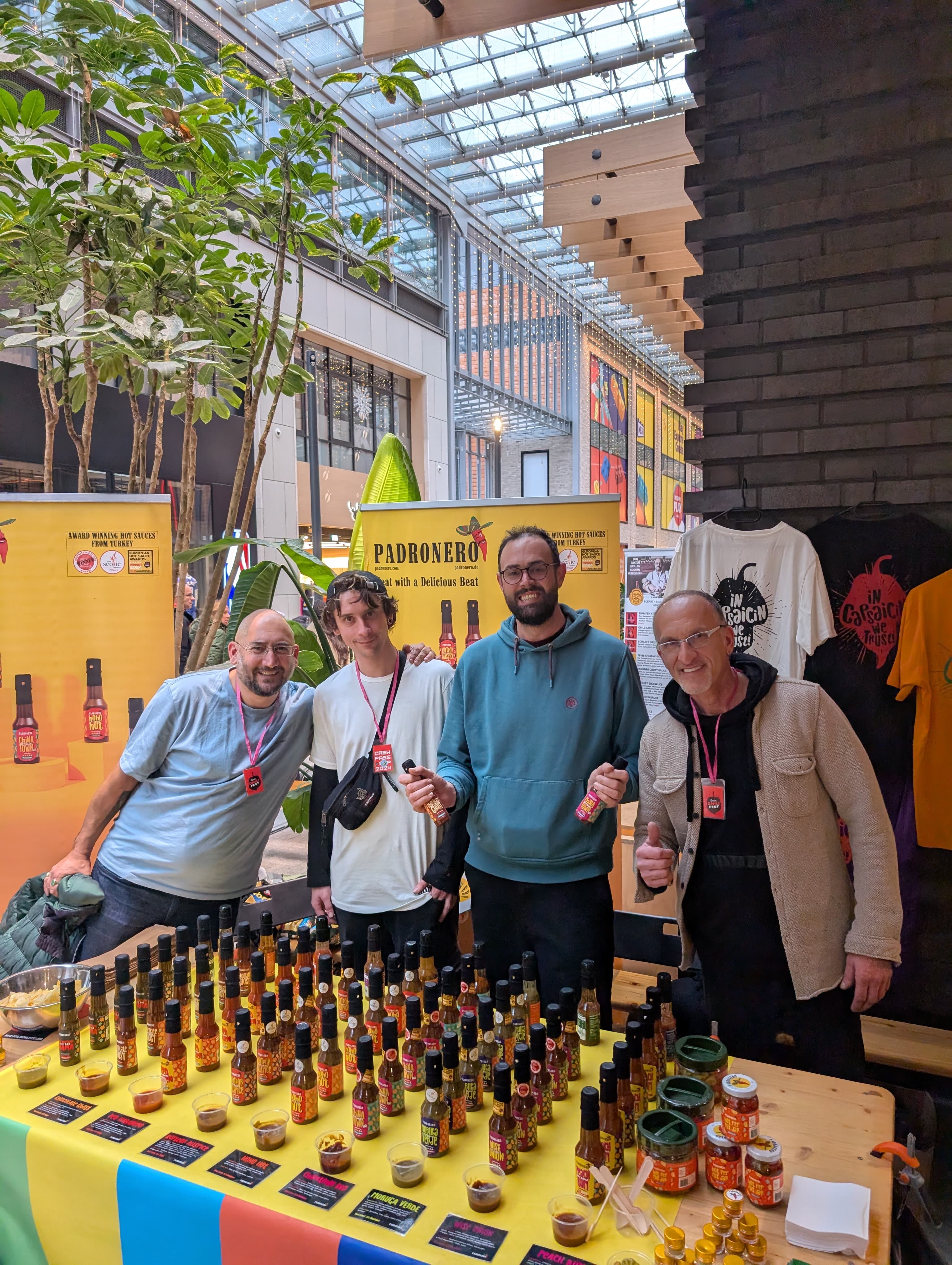 Crowd gathered at a market stall