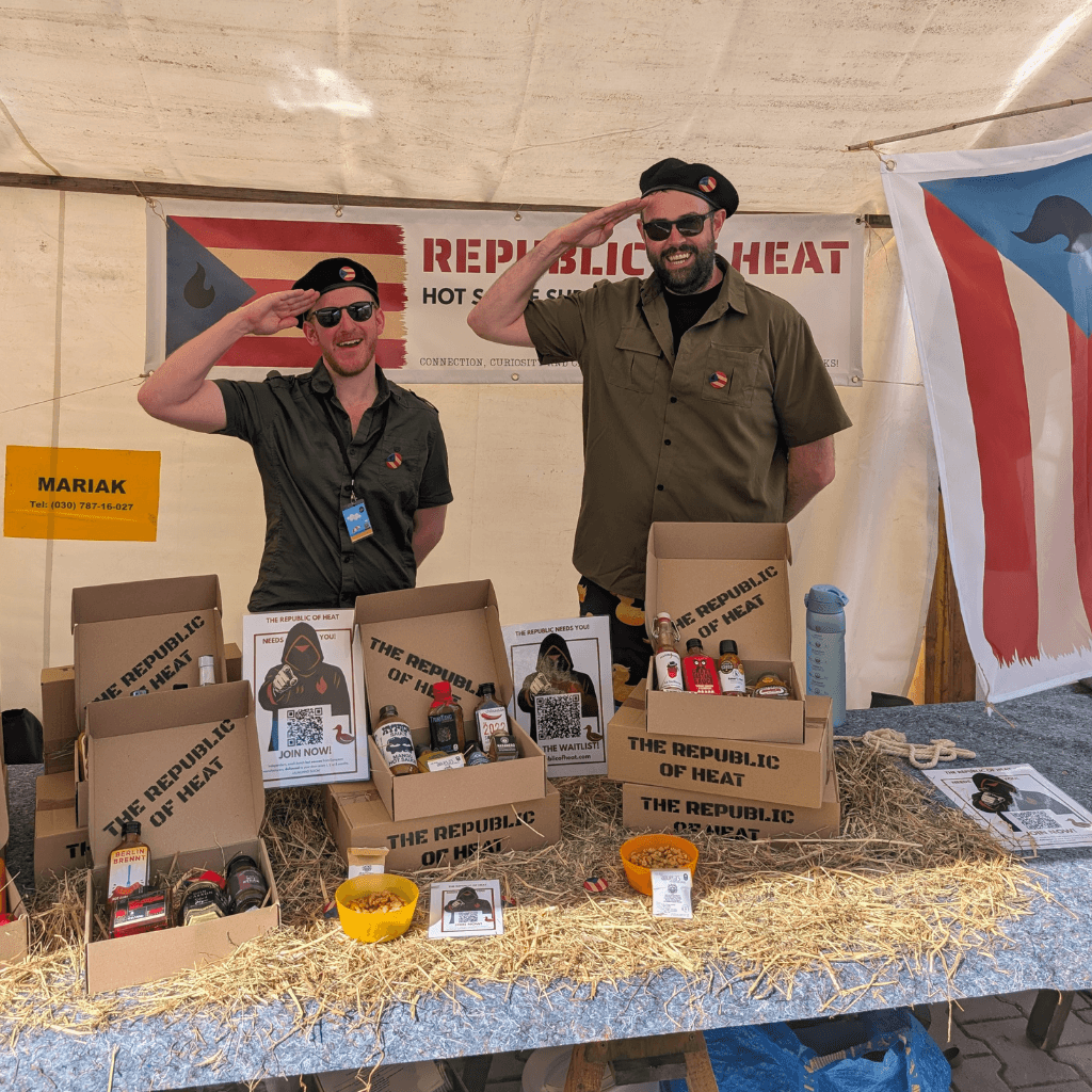 Founders setting up a tasting stand