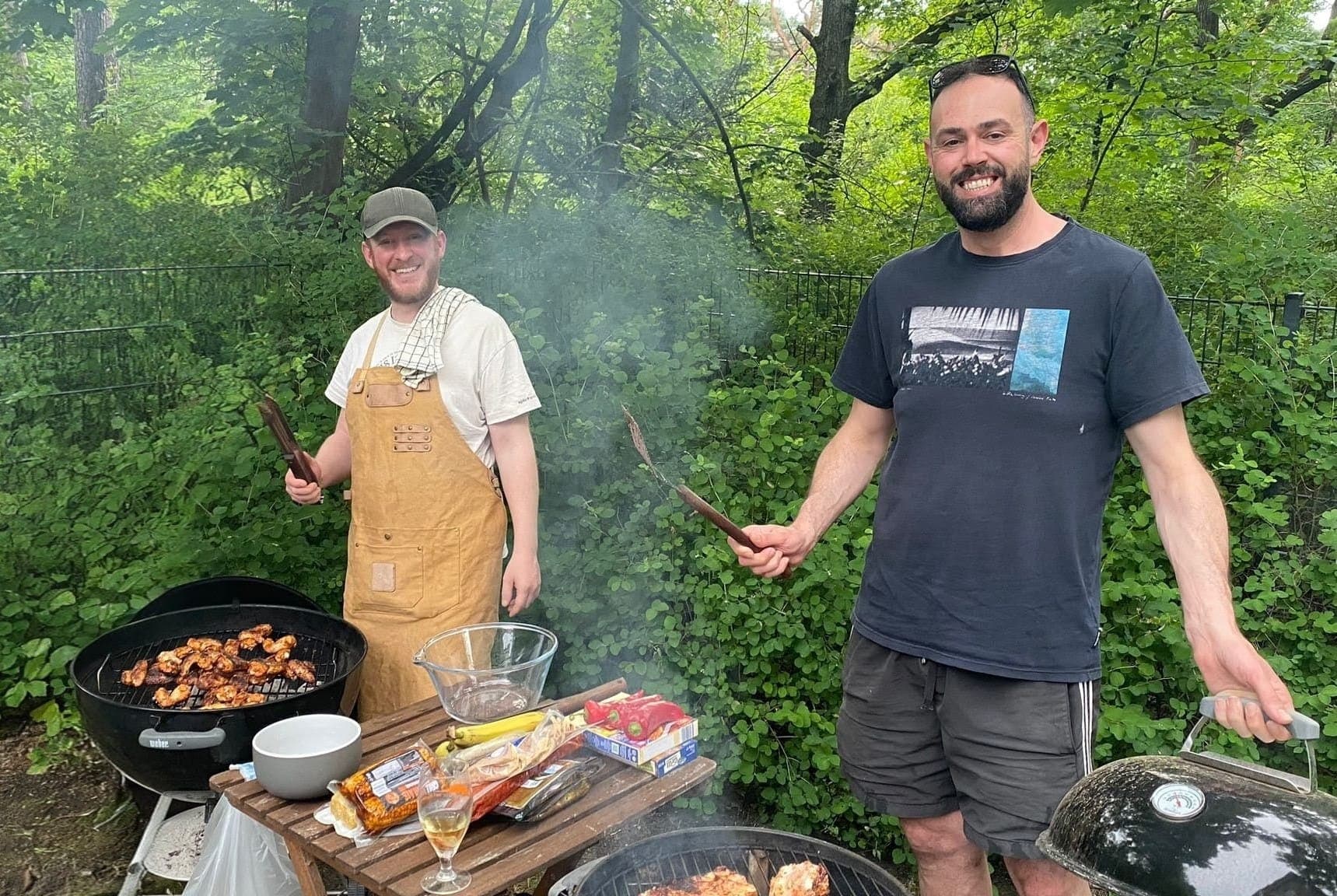 Tasting stand with trays ready