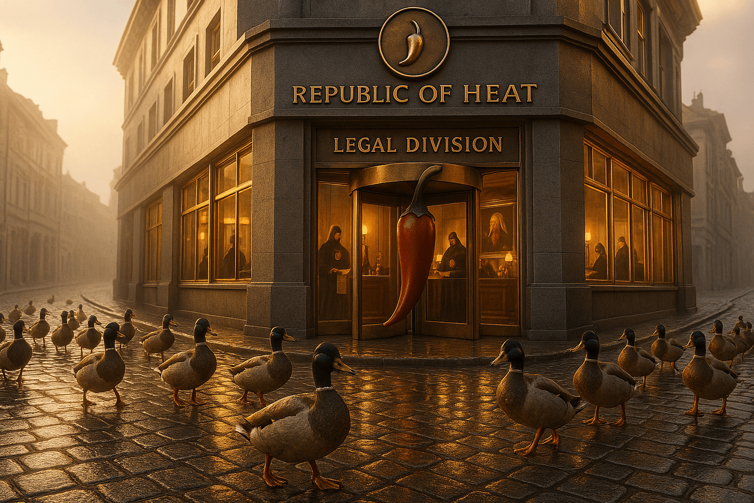 Illustration of two ducks reviewing legal documents