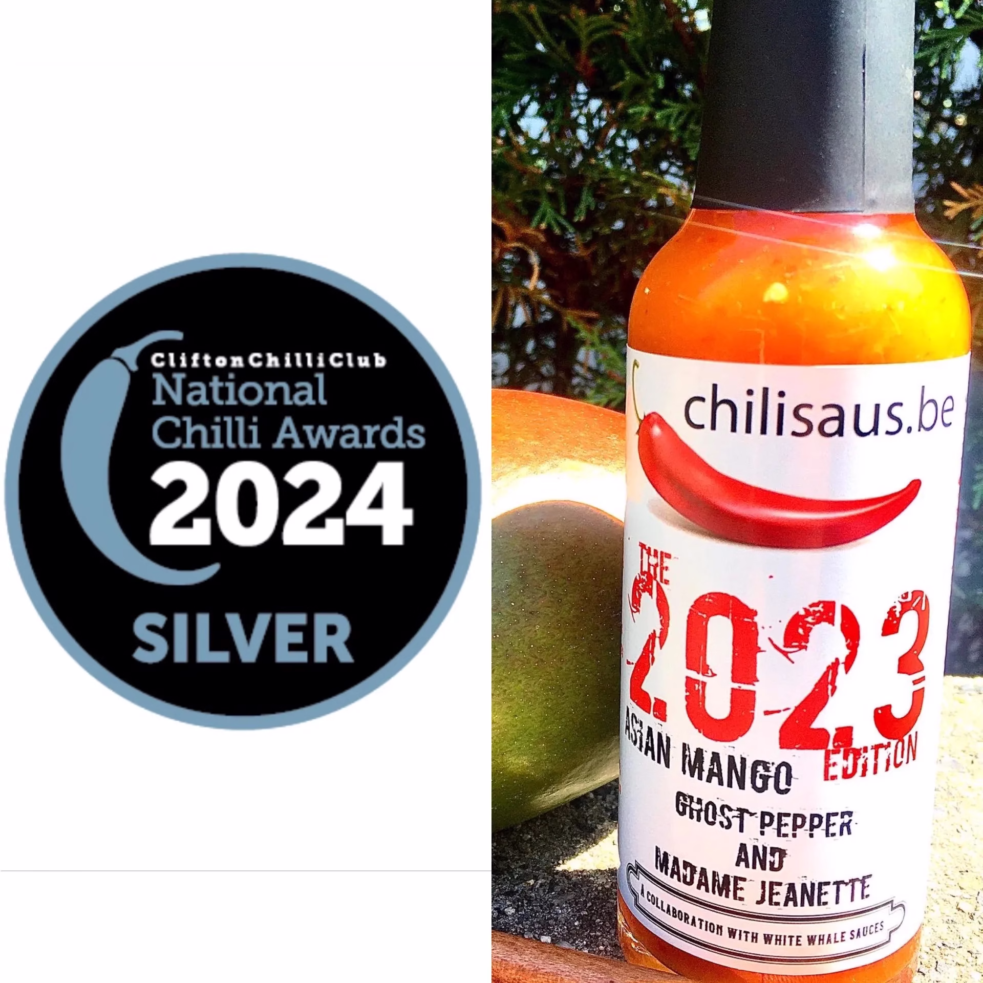The 2023 Edition – “ASIAN MANGO” hot sauce bottle - The 2023 Edition – The third release from Chilisaus.be – a collaboration project with the wonderful “White Whale Sauces”